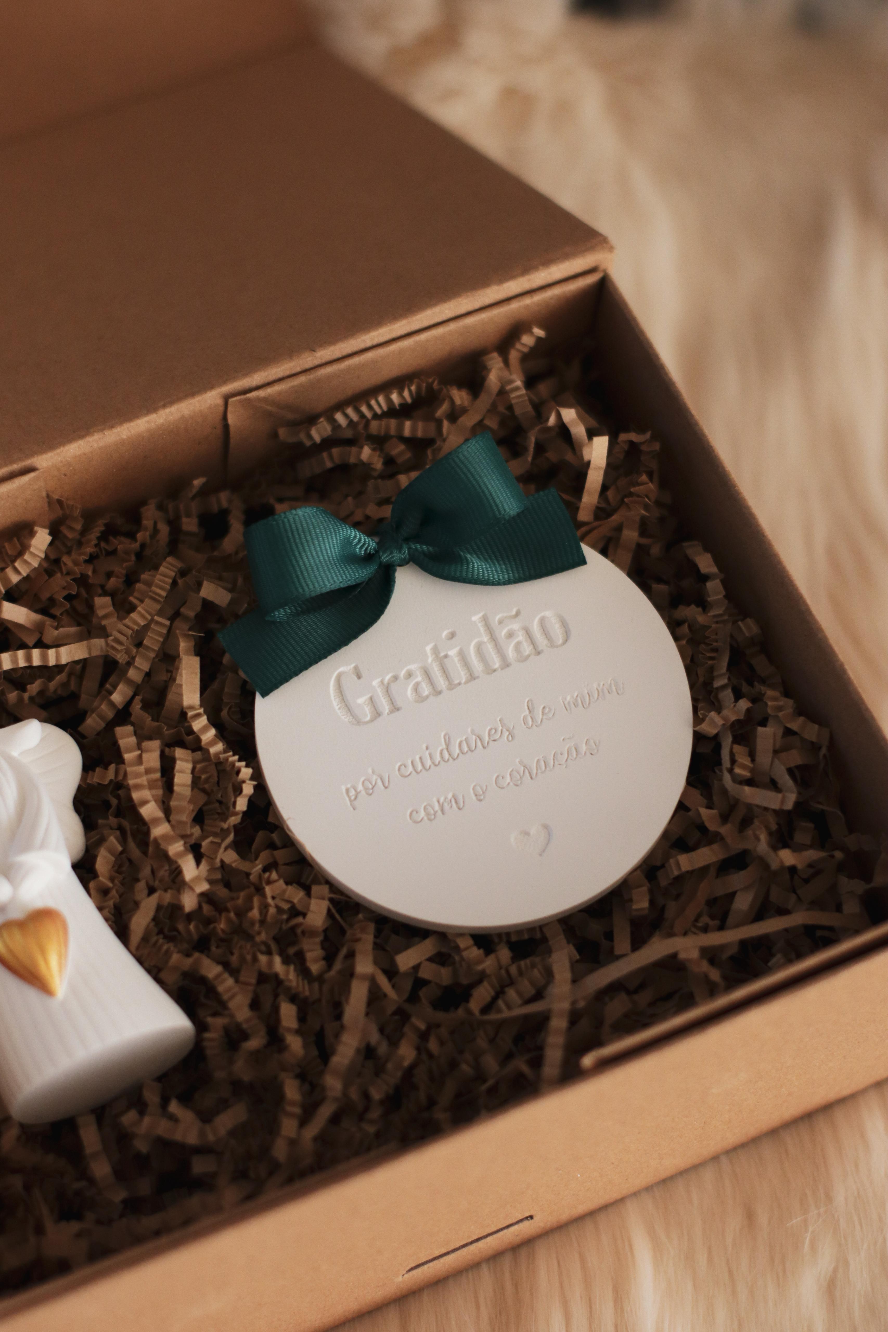 Caixa com Peça Gratidão e Anjo Coração