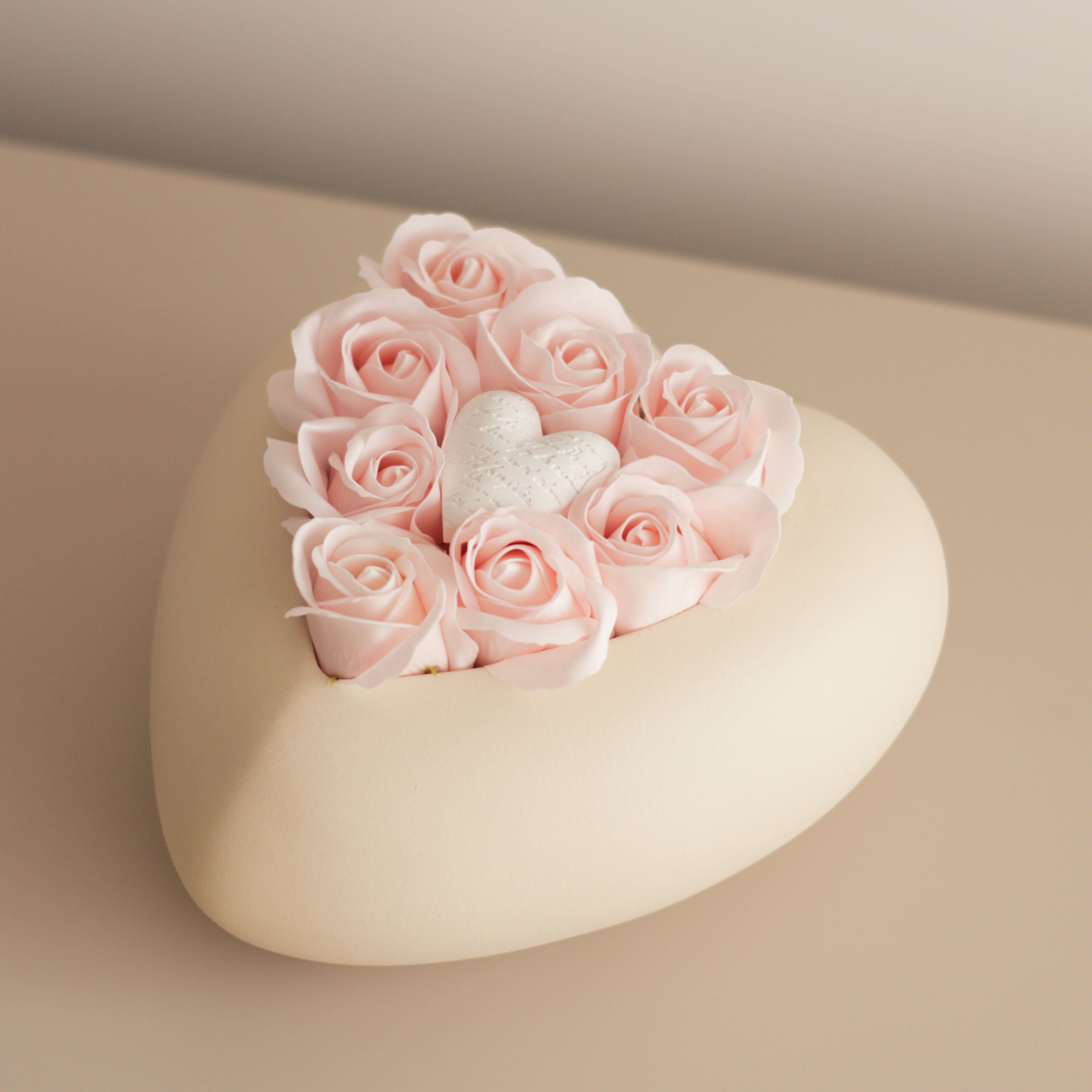 Coração com flores de sabão