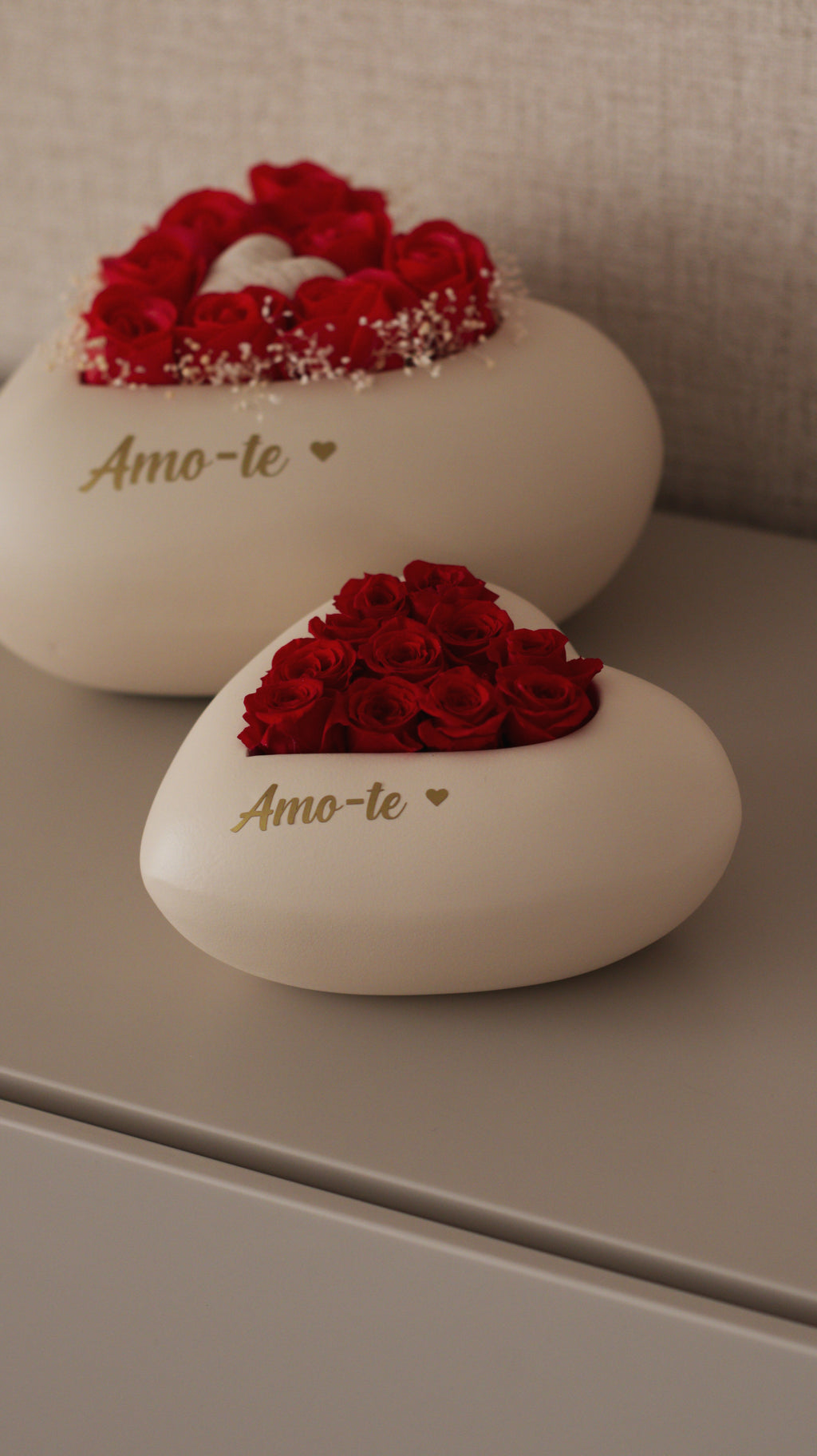 Coração com rosas preservadas